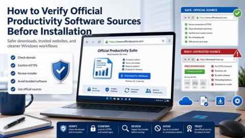 Verifying official productivity software sources before installation